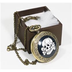 NEW SKULL POCKET WATCH WITH MATCHING NECKLACE