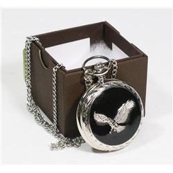 NEW EAGLE POCKET WATCH WITH MATCHING SILVER CHAIN