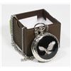 Image 1 : NEW EAGLE POCKET WATCH WITH MATCHING SILVER CHAIN