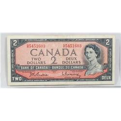 CANADA 1954 TWO DOLLAR BILL.