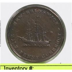 1854 NEW BRUNSWICK HALF CENT COIN.