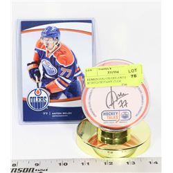 EDMONTON OILERS ANTON BELOV SIGNED HOCKEY PUCK