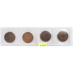 LOT OF 4 USA INDIAN HEAD COINS, 1884,