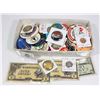 Image 1 : BOX OF COLLECTIBLES INCL BUTTONS, COINS AND