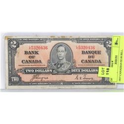 1937 CANADIAN $2.00 BILL.