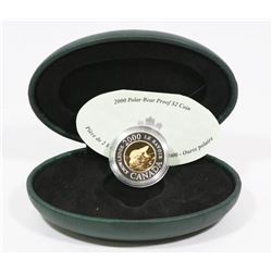 2000 CANADIAN POLAR BEAR $2.00 PROOF COIN.