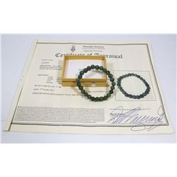 JADE BEAD BRACELET WITH CERTIFICATE OF APPRAISAL