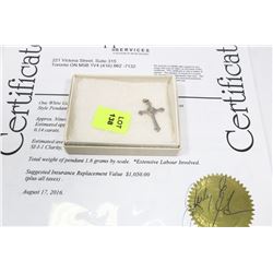 WHITE 10K GOLD DIAMOND CROSS COMES WITH APPRAISAL,