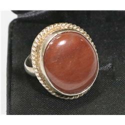 RED JASPER STONE SET IN .925 SILVER RING SIZE 9.