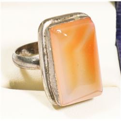 AGATE STONE RING SET WITH .925 SILVER SIZE 8.25.