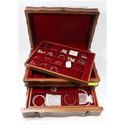 LARGE SOLID WOOD JEWELLERY BOX WITH VELVET