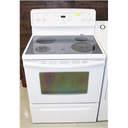 FRIGIDAIRE WHITE STOVE, 30"X25"X37".