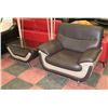 Image 1 : TWO TONE LEATHERETTE CHAIR WITH MATCHING COFFEE
