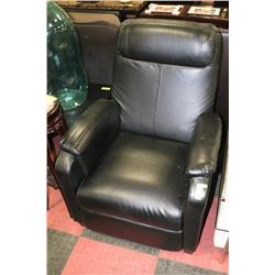 BLACK LEATHERETTE HIGHBACK RECLINER -