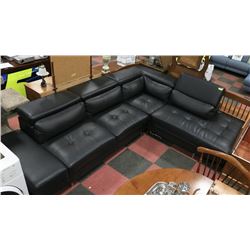 BLACK 2PC ENGINEERED LEATHER SECTIONAL 93"X120"