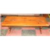 Image 1 : WOOD BENCH STYLE COFFEE TABLE, 54"X21"X16".