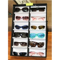 DISPLAY OF 12 ASSORTED OAKLEY STYLED AND DESIGNER