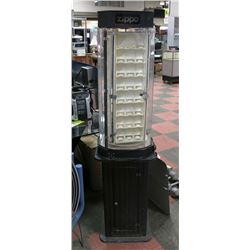 ROTATING LIGHT UP ZIPPO DISPLAY, LOCKABLE CASE.