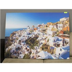 LARGE 55"X39.5" SCENIC GREECE CANVAS ART.