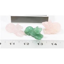 GROUP OF 3 JADE HEALING ANIMALS