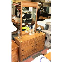 6 DRAWER WOOD DRESSER (48"X16"X31.5") WITH MIRROR