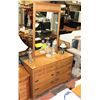 Image 1 : 6 DRAWER WOOD DRESSER (48"X16"X31.5") WITH MIRROR