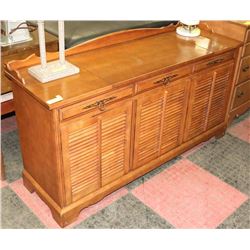 GARRARD TURNTABLE IN CABINET, 54"X17"X27.5".