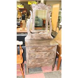 3 DRAWER WOOD DRESSER (32"X17"X33") WITH MIRROR