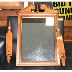 WOOD FRAMED MIRROR (24"X33.5")  AND 2 SCONCES