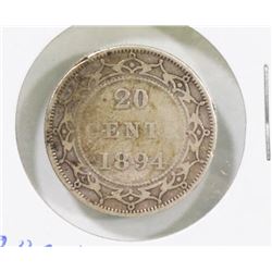 1894 NEWFOUNDLAND SILVER 20 CENT COIN