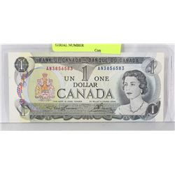 1973 RADAR CANADIAN $1 BILL, SERIAL #:AN3856583