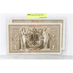 PAIR OF 1910 GERMAN 1000 MARKS