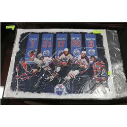 OILER'S ALL STARS:  COFFEE, FUHR, KURRI,