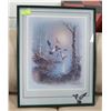Image 1 : FRAMED MATTED PICTURE OF MALLARD DUCKS FLYING.