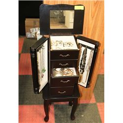 JEWELLERY ARMOIRE WITH 5 DRAWERS & 2 SIDE CLOSETS