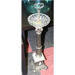 VINTAGE BRASS AND MARBLE STYLE ASHTRAY.