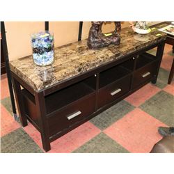 FAUX MARBLE TOP ENTRY TABLE/MEDIA STAND