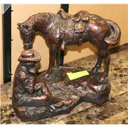 AUSTON COWBOY & HORSE STATUETTE.