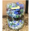Image 1 : LARGE GLASS CONTAINER FULL OF DECORATIVE