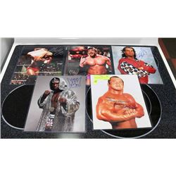LOT OF 5 SIGNED WWE WRESTLING PHOTOS WITH COAS