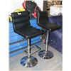 Image 1 : SET OF 2 BLACK LEATHER PADDED BAR STOOLS