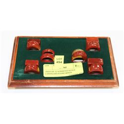 TRAY OF 12 ASSORTED STYLE CARNELIAN STONE RINGS