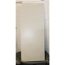 2 SHEETS OF PEG BOARD 1/4" X 30" X 71". WHITE.
