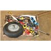 Image 1 : ESTATE FLAT OF TOOLS INCLUDES WHEEL BARREL TIRE.