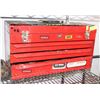 Image 1 : RED 3 DRAWER METAL TOOL BOX WITH TOOLS.