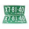 Image 1 : SET OF 2 ALBERTA 1971 LICENSE PLATES.