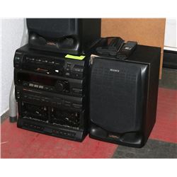 SONY STEREO W/ DUAL CASSETTE DECK AND CD CHANGER.