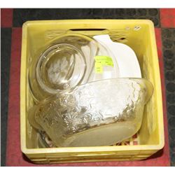 BOX W/ OVENWARE-CORNINGWARE, PYREX & MORE.