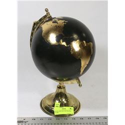 BLACK AND GOLD DECORATIVE GLOBE.