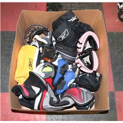 LARGE BOX OF HOCKEY EQUIPMENT SIZE JR.